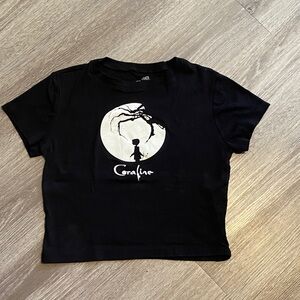 Coraline Black Graphic Crop Tee Large